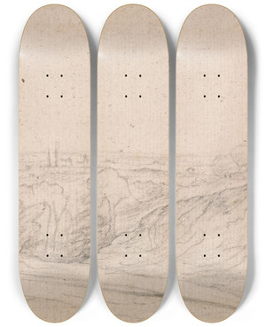 Triptych art skateboard deck of John Constable Dedham Vale From Langham_1 by John Constable (1776-1837)
