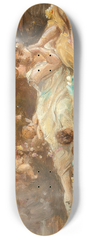 Hans Zatzka - A Reclining Young Lady with Putti 8.25 inch art skate deck