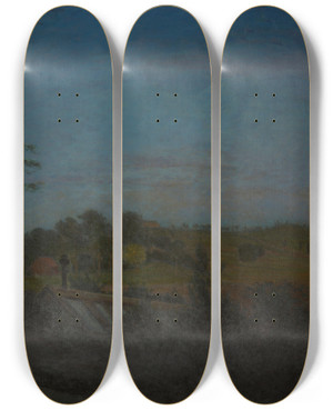 Triptych art skateboard deck of Karl Nordstrm Summer Evening In Bellevue by Karl Nordstrom (1855-1923)