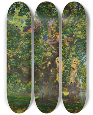 Triptych art skateboard deck of Martin Brandenburg Summer Day by Martin Brandenburg (1870-1919)