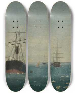 Triptych art skateboard deck of Amaldus Nielsen Cadix Red by Amaldus Nielsen (1838-1932)