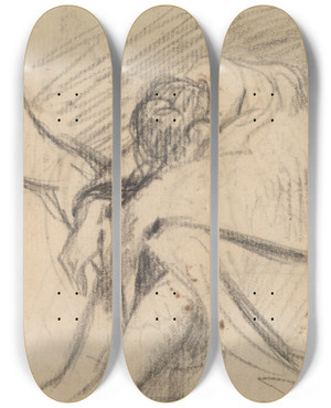Triptych art skateboard deck of Benjamin Robert Haydon The Murder Of Duncan The Sleeping Groom by Benjamin Robert Haydon (1786-1846)
