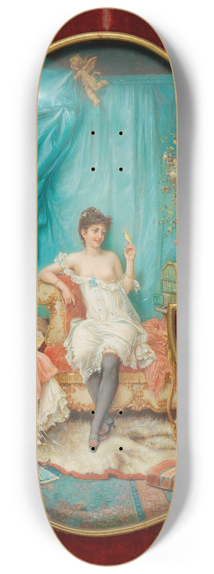 Hans Zatzka - Un Regard Par Le Trou De La Serrure (Through The Keyhole) 8.25 inch art skate deck