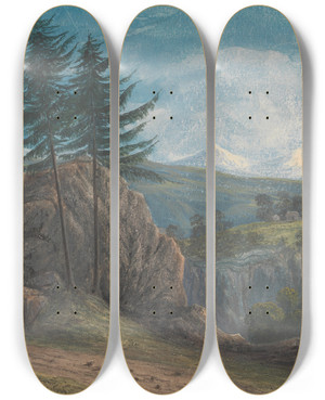 Triptych art skateboard deck of Isaac Weld Canton Berne Switzerland by Isaac Weld (1774-1856)