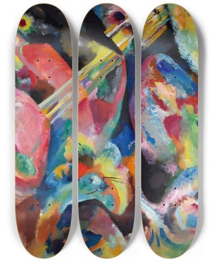 Triptych art skateboard deck of Wassily Kandinsky Improvisation Flood by Wassily Kandinsky (1866-1944)