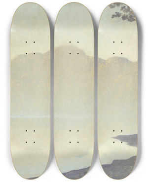 Triptych art skateboard deck of Alphonse Osbert A Mornings Harmony by Alphonse Osbert (1857-1939)
