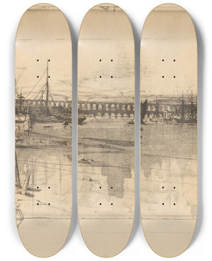 Triptych art skateboard deck of David Young Cameron Berwick by David Young Cameron (1865-1945)