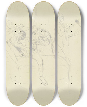 Triptych art skateboard deck of Hans Sutter Studie Aus Dem Kriegslazarett_4 by Hans Sutter