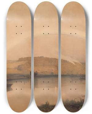 Triptych art skateboard deck of Peter Dewint On The Thames_1 by Peter Dewint (1784-1849)