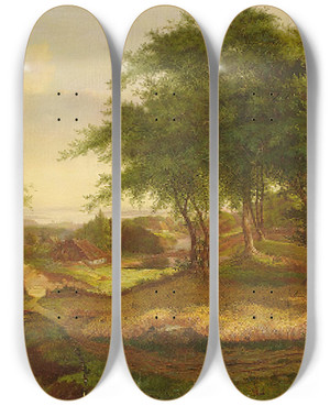 Triptych art skateboard deck of Carl Georg Scheuermann Parti Fra Nordsjlland by Carl Georg Scheuermann (1803-1859)