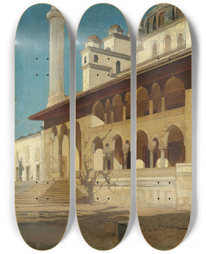 Triptych art skateboard deck of Alberto Pasini Yeni Cami Mosque Constantinople by Alberto Pasini (1826-1899)