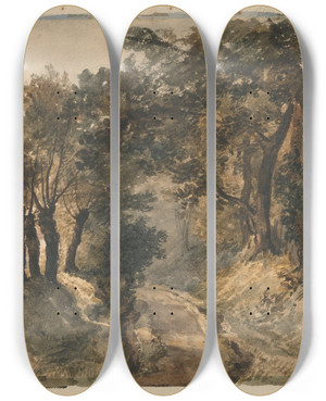 Triptych art skateboard deck of Peter Dewint Bromley Hill by Peter Dewint (1784-1849)