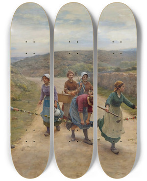 Triptych art skateboard deck of Csar Pattein You Shall Not Pass by Cesar Pattein (1850-1931)