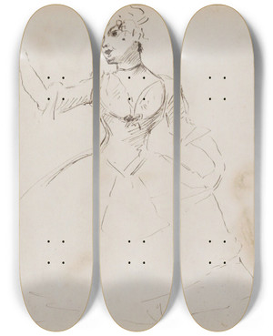 Triptych art skateboard deck of Marius Bauer Dansend Paar by Marius Bauer (1867-1932)