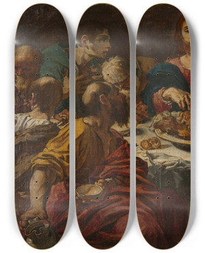 Triptych art skateboard deck of Bartolomeo Schedoni The Last Supper by Bartolomeo Schedoni (1578-1615)