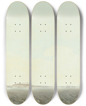 Triptych art skateboard deck of Samuel Davis Goree by Samuel Davis (1757-1819)