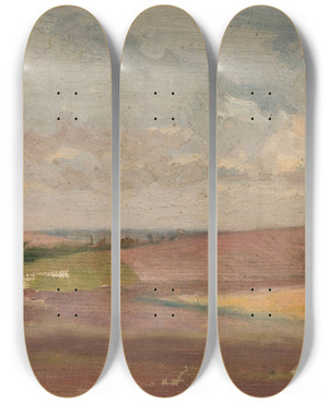 Triptych art skateboard deck of Jan Cigliski Polish Landscape by Jan Ciaglinski (1858-1913)