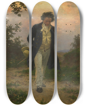 Triptych art skateboard deck of Julius Schmid Beethoven by Julius Schmid (1854-1935)
