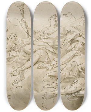 Triptych art skateboard deck of Fabio Canal Aurora I Skyerne by Fabio Canal