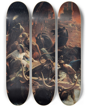 Triptych art skateboard deck of Frdrichenri Schopin Les Derniers Jours De Pompi by Frederic Henri Schopin (1804-1880)