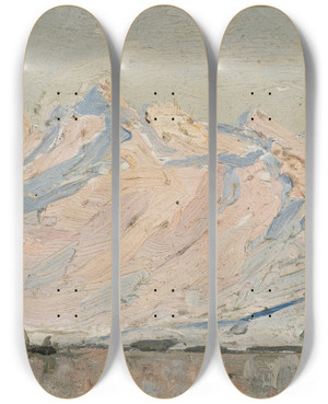 Triptych art skateboard deck of Anna Boberg The Sun Over Lofoten Study by Anna Boberg (1864-1935)