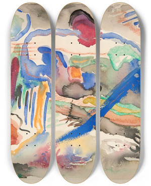 Triptych art skateboard deck of Rudolf Bauer Untitled_1 by Rudolf Bauer (1889-1953)