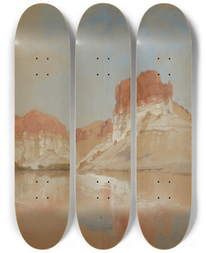 Triptych art skateboard deck of Thomas Moran Green River Wyoming Territory by Thomas Moran (1837-1926)