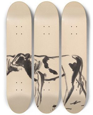 Triptych art skateboard deck of Rik Wouters Calves by Rik Wouters (1882-1916)