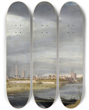 Triptych art skateboard deck of Dirk Hardenstein Hauling The Net by Dirk Hardenstein (1620-1681)