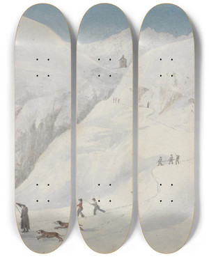 Triptych art skateboard deck of Isaac Weld Mt St Bernard Switzerland by Isaac Weld (1774-1856)