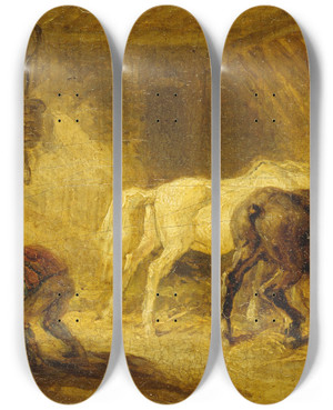 Triptych art skateboard deck of James Ward Interior Of A Stable by James Ward (1769-1859)