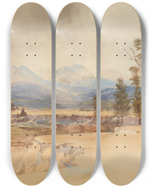 Triptych art skateboard deck of Nicholas Chevalier Waipoua by Nicholas Chevalier (1828-1902)