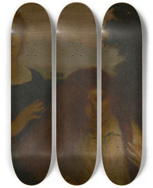Triptych art skateboard deck of Arthur Bowen Davies Rose Torose by Arthur Bowen Davies (1862-1928)