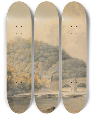 Triptych art skateboard deck of Samuel Howitt The Stone Gatherers by Samuel Howitt (1756-1822)