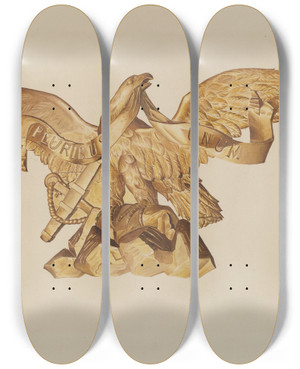 Triptych art skateboard deck of American 20Th Century Eagle From Uss Enterprise by American 20Th Century