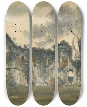 Triptych art skateboard deck of Patrick Nasmyth Netley Abbey by Patrick Nasmyth (1787-1831)