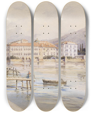 Triptych art skateboard deck of Fritz Lach Riva by Fritz Lach (1868-1933)