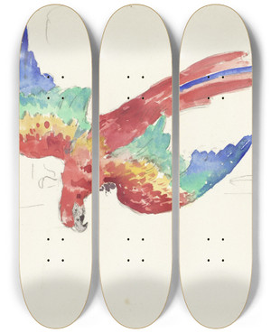 Triptych art skateboard deck of Alexandre Lunois Parrot Looking Down by Alexandre Lunois (1863-1916)