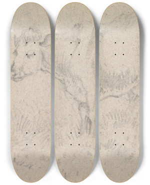 Triptych art skateboard deck of John Crome A Cow by John Crome (1768-1821)