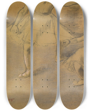 Triptych art skateboard deck of Edgar Degas Danseuses La Barre by Edgar Degas (1834-1917)