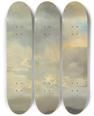Triptych art skateboard deck of Adalbert Stifter Wolkenstudie_2 by Adalbert Stifter (1805-1868)