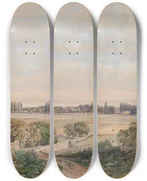 Triptych art skateboard deck of Thomas Ender Gardasee Sdufer by Thomas Ender (1793-1875)