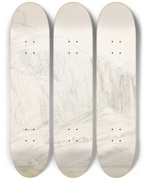 Triptych art skateboard deck of Hans Gude Fra Feigom by Hans Gude (1825-1903)