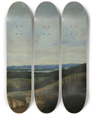 Triptych art skateboard deck of Frans Post A Brazilian Landscape by Frans Post (1612-1680)