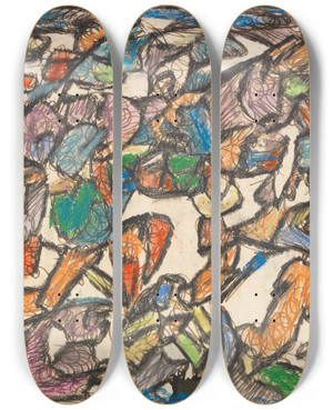 Triptych art skateboard deck of Adolf Hlzel Lichter Dschungel by Adolf Holzel (1853-1934)