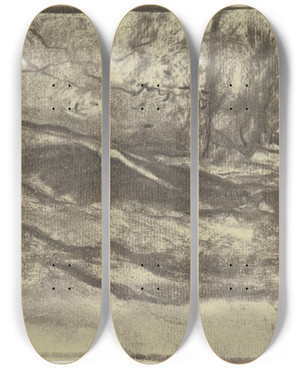 Triptych art skateboard deck of Sion Longley Wenban Forest Glade by Sion Longley Wenban
