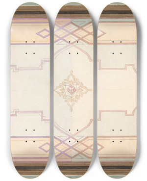 Triptych art skateboard deck of Julesedmondcharles Lachaise Design For A Ceiling_5 by Jules-Edmond-Charles Lachaise (1897)