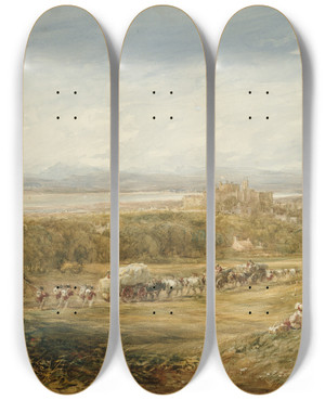 Triptych art skateboard deck of David Cox Lancaster Peace And War_2 by David Cox (1783-1859)