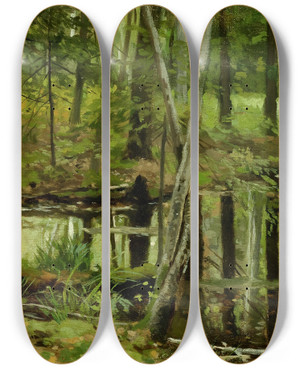 Triptych art skateboard deck of Stanisaw Witkiewicz Forest Wilderness by Stanislaw Witkiewicz (1851-1915)