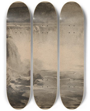 Triptych art skateboard deck of William Morris Hunt Niagara Falls by William Morris Hunt (1824-1879)